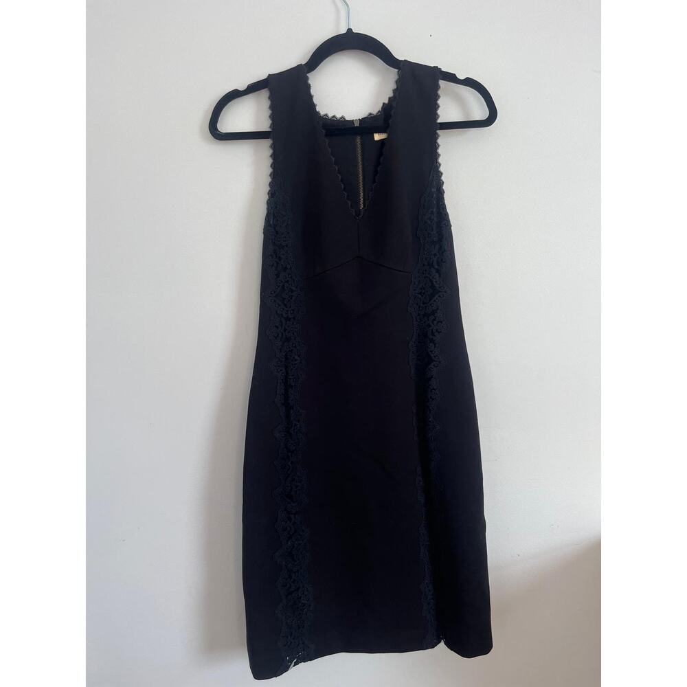 Rebecca Taylor Mini Dress Women 6 Black Lace Trim Sleeveless Cocktail